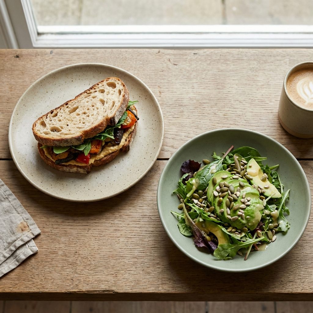 Sándwich y ensalada fresca